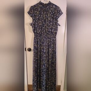 MSK Blue Floral Wideleg Jumpsuit